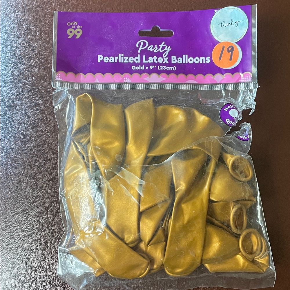 19 Gold Pearlized Latex Balloons 9”
